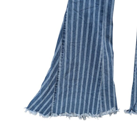 Show Me Your Mumu Berkeley Bells Fountain Jeans Womens Blue Stripe Flare Size 26 - Picture 11 of 11